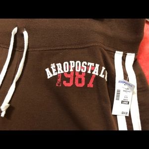 Aeropostale crop sweat pants large brown NWT